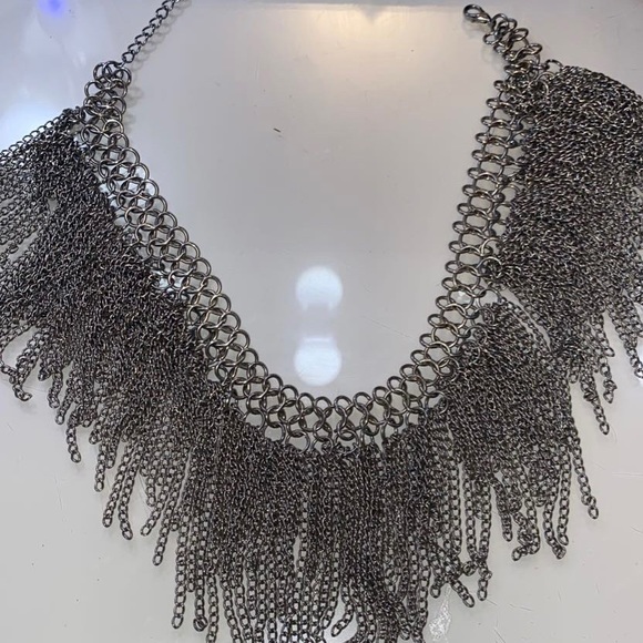 Silver chain link bib necklace - Picture 1 of 1